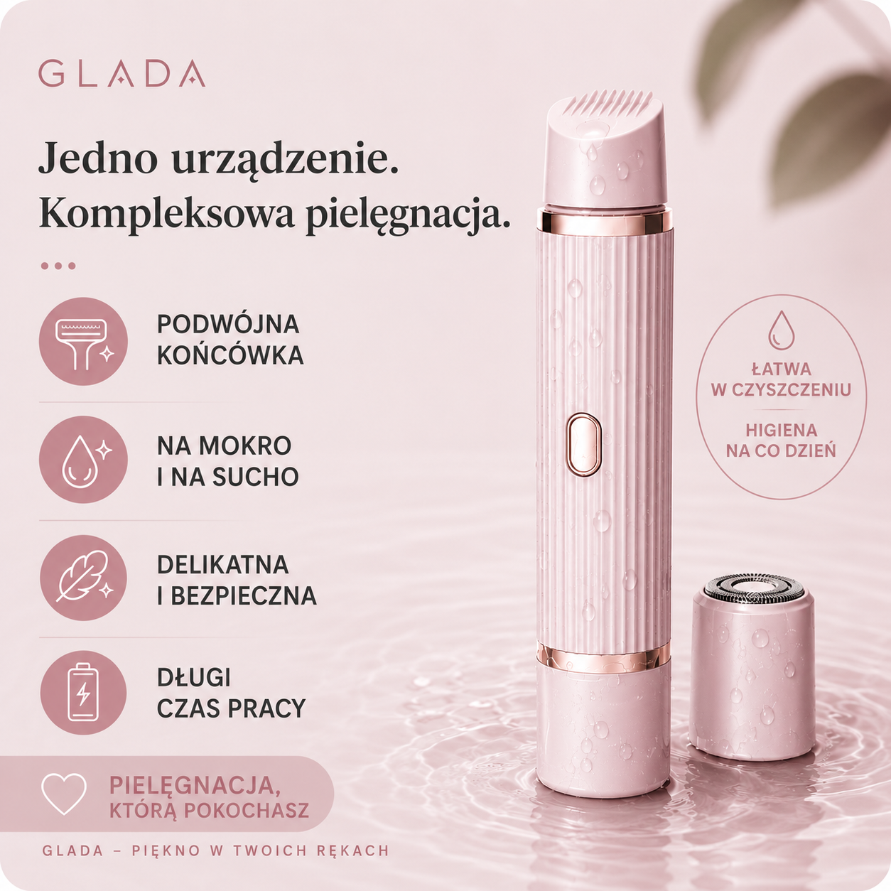 GLADA – Golarka dla kobiet 2w1